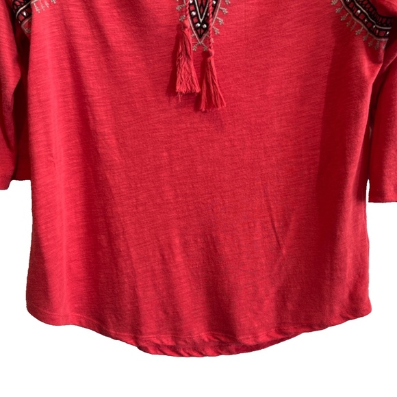 Style & Co. Women's Coral Boho Tassel Studded Top Plus Size 1X - Picture 6 of 13